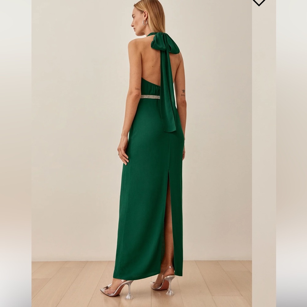 NWT Reformation Filippa Sleeveless Midi Dress in Emerald Green - Picture 2 of 7